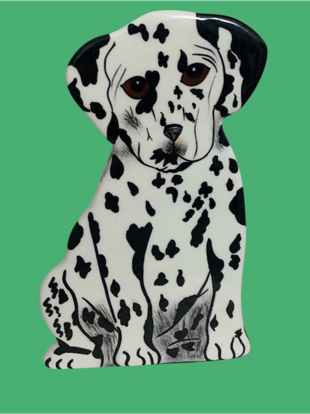 Dogs By Nina Lyman ceramic hand painted dog Dalmatian vase￼